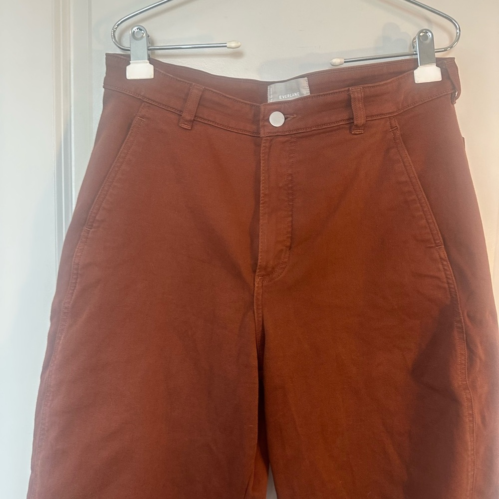Everlane Utility Barrel Brown Hi Waist Organic Cotton Jeans/Pants, size 12 - Picture 9 of 13